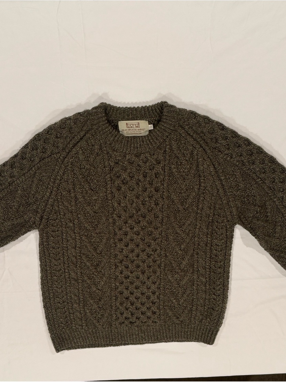Classic Olive Cable-Knit Crewneck Sweater - Picture 3 of 11